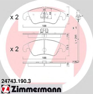 ZIMMERMANN - 24743.190.3 - Гальмівні колодки дискові перед. Audi A4 (B8) 2.0 TDI 07-/A5 2.7 TDI 09-