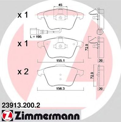 ZIMMERMANN - 23913.200.2 - Колодки гальмівні дискові