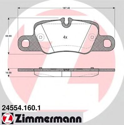 К-кт гальмівних колодок зад, Porcshe Panamera 3.0-4.8 09.09-