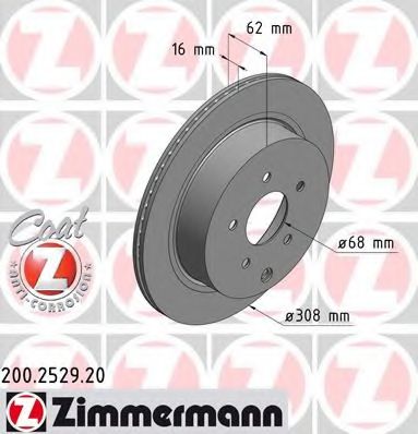 ZIMMERMANN - 200.2529.20 - Диск гальмівний зад. Nissan Murano /Infiniti QX50