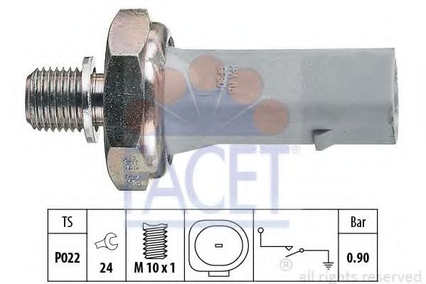 FACET - 7.0134 - Датчик тиску масла VW Caddy 1.9D 95-04/Golf IV/Passat B5/B6 3.2FSI /Touareg 3.0TDI 07-/T5 2.5TDI