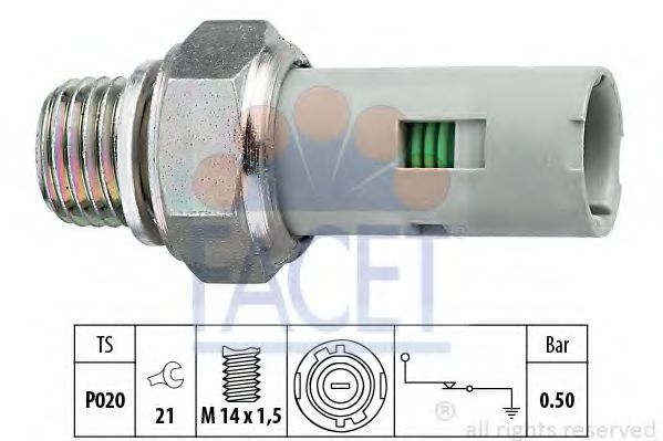 FACET - 7.0151 - Датчик тиску масла Nissan,Opel,Renault,Volvo;