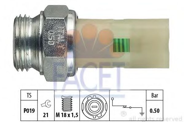 FACET - 7.0075 - Датчик тиску масла R 1,7/1,9D/TD