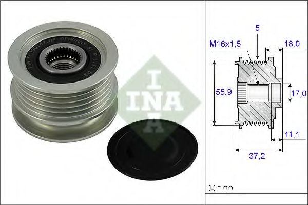 INA - 535 0018 10 - Механізм вільного ходу генератора VAG Polo 1.7/1.9
