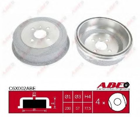 ABE - C6X002ABE - Гальмівний барабан задн.(230x60) Opel Kadett D Kombi/Rekord D+E