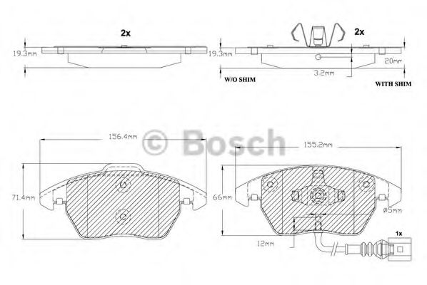 BOSCH - F 03B 150 155 - Комплект тормозных колодок, дисковый тормоз (Тормозная система)
