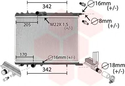 VAN WEZEL - 40002300 - Радиатор 206/307/C4/Xsara/BERLINGO (Van Wezel)