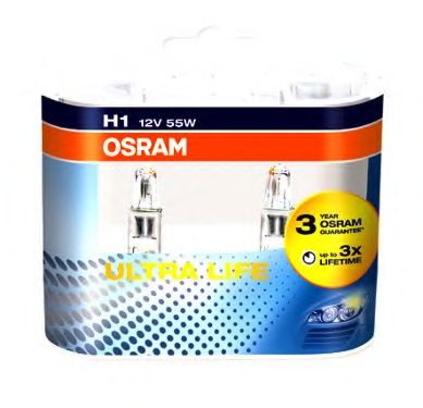 OSRAM - 64150ULT-HCB - Лампа фарная H1 12V 55W P14,5s ULTRA LIFE (компл.) (пр-во OSRAM)