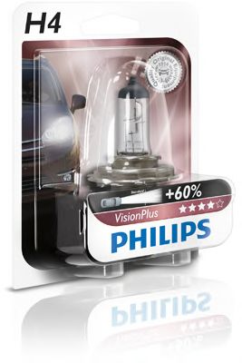 PHILIPS - 12342VPB1 - Лампа H4 12V 60/55W P43T-38 VisionPlus (+50% more light) упаковка блістер