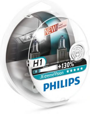 PHILIPS - 12258XV+S2 - (к-кт 2шт) Лампа H1 12V 55W P14.5S X-treme Vision упаковка блістер