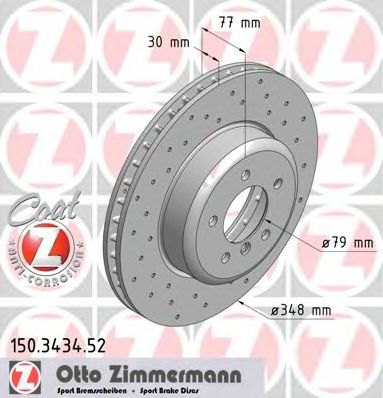 ZIMMERMANN - 150.3434.52 - Гальмівний диск перед. BMW 5 E60/7 E65/E66/E67 02->