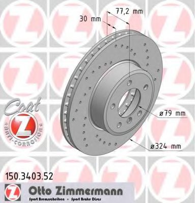 ZIMMERMANN - 150.3403.52 - Диск гальмівний перед. BMW E60/E61 520d-530i 07.03-