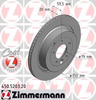 ZIMMERMANN - 450.5203.20 - Диск гальмівний задн. Land Rover Range Rover III  05-