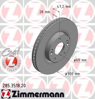 ZIMMERMANN - 285.3518.20 - Диск гальмівний перед. Hyunday Sonata V 05-, i40 CW 11-, Kia Sportage 10-