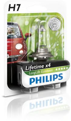 PHILIPS - 12972LLECOB1 - Лампа накаливания H7 12V 55W  PX26d LongerLife Ecovision 1шт blister (пр-во Philips)
