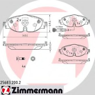 ZIMMERMANN - 25683.200.2 - Передні гальмівні колодки VW/Audi 2012->