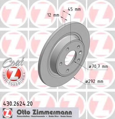 ZIMMERMANN - 430.2624.20 - Гальмівний диск Opel Astra, Zafira, 10-