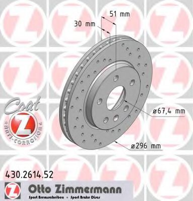 ZIMMERMANN - 430.2614.52 - Гальмівний диск передній Ø 296mm Opel Insignia 1.6/1.8/2.0 08-