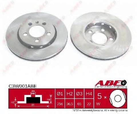 ABE - C3W001ABE - Гальмівний диск перед. Seat Ibiza ,Skoda Fabia/Octavia  97-