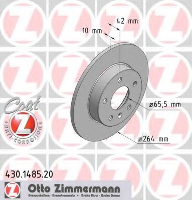 ZIMMERMANN - 430.1485.20 - Диск гальмівний зад. (264x10) Opel Combo 1.7CDTI 04