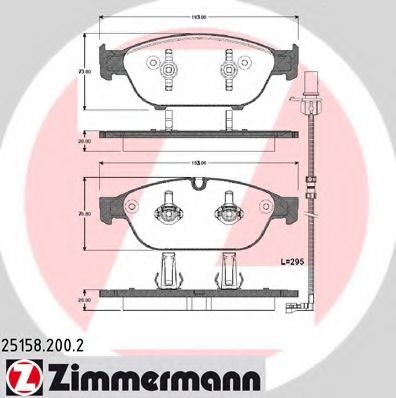 ZIMMERMANN - 25158.200.2 - Гальмівні колодки дискові перед. Audi A6/A6/S6 IV (4G2,C7) 10-