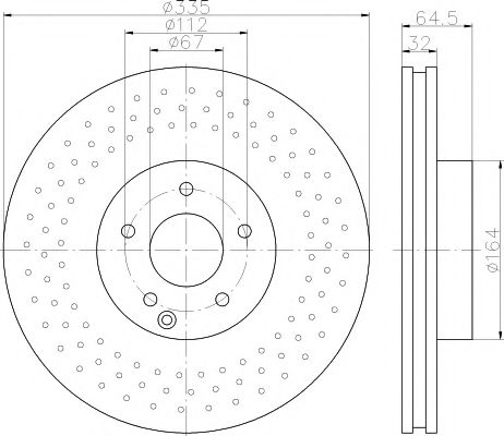 Гальмівний диск передній  Mercedes S (W221) 2.2D-5.5 10.05-12.13