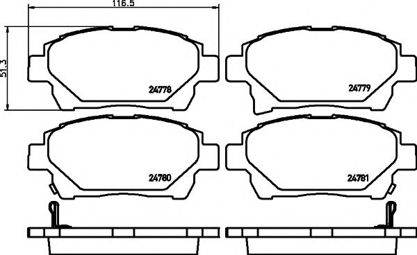 Гальмівні колодкі дискові перед. Toyota Corolla 1.4 02-07/Yaris 1.3 99-