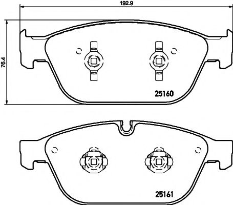 HELLA PAGID - 8DB 355 016-021 - К-кт перед. гальм. колодок Audi A8, Q5 2.0-6.3 11.09-