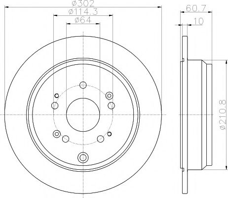 HELLA PAGID - 8DD 355 119-221 - Тормозной диск зад.  CR-V 07- 1.6-2.4 (PRO)