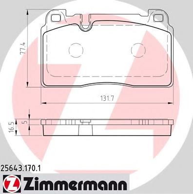 ZIMMERMANN - 25643.170.1 - Дискові гальмівні колодки перед. Audi Q5