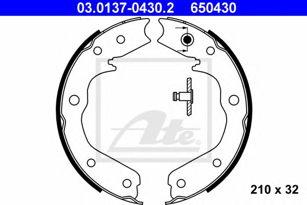 ATE - 03.0137-0430.2 - Комплект тормозных колодок, стояночная тормозная система (Тормозная система)