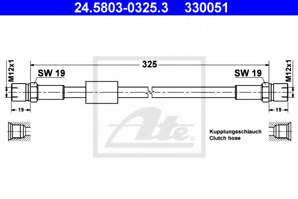 ATE - 24.5803-0325.3 - Шланг сцепления (Система сцепления)
