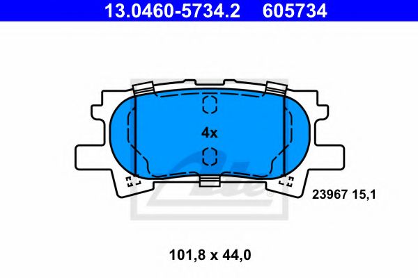 ATE - 13.0460-5734.2 - Гальмівні колодки дискові зад. Lexus RX 300/RX 400H 03-