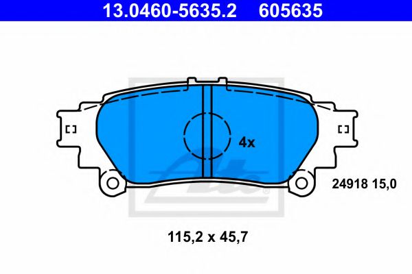 ATE - 13.0460-5635.2 - Гальмівні колодки дискові зад.  Lexus RX 3.5i 08-