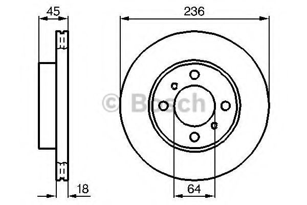 BOSCH - 0 986 478 572 - Передній гальмівний диск Mitsubishi Lanser 1.3-1.6 92-