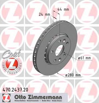 ZIMMERMANN - 470.2437.20 - Гальмівний диск перед. вент. Mercedes Citan (415), Renault Kangoo 02.08-
