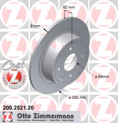 ZIMMERMANN - 200.2521.20 - Диск гальмівний зад. L/P Nissan Cube, Tiida 1.5D/1.6/1.8 07-