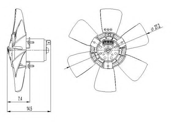 Вентилятор радіатора (6 лопастей) VAG 1,3/1,8/1,8 16V 89-