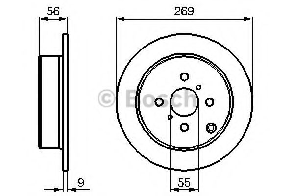 BOSCH - 0 986 479 087 - Диск гальмівний задн. Toyota Yaris 99- (235x18)