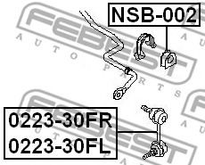 FEBEST - NSB-002 - Ø 24mm Втулка стабілізатора перед. Nissan X-Trail 00-06/Infiniti FX35
