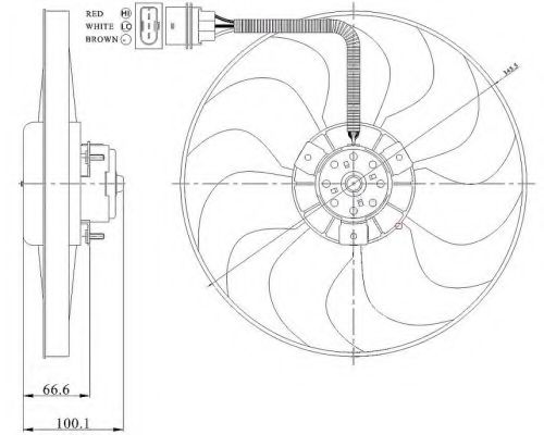 Вентилятор радиатора VW Bora,Golf 98-; Audi A3 96-