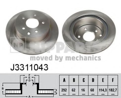 NIPPARTS - J3311043 - Диск гальмівний задн Nissan Juke, Leaf, Qashqai I, Rogue, X-Trail; Renault Koleos 1.5D-Electric 06.01-