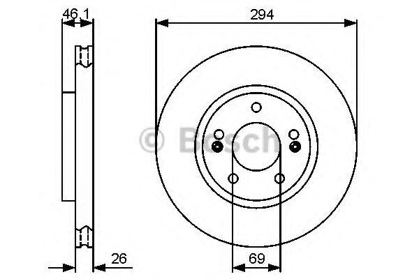 BOSCH - 0 986 479 434 - Диски гальмівні передні Hyundai Santa Fe I 01-06 4x4