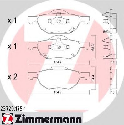 ZIMMERMANN - 23720.175.1 - Гальмівні колодки перед Honda Accord 20i/24i c 200