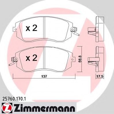 ZIMMERMANN - 25760.170.1 - Колодки гальмівні дискові