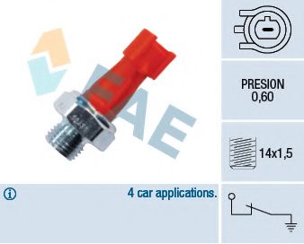 FAE - 12431 - Датчик тиску масла Citroen Jumper; Peugeot Boxer 3.0D/HDi 04