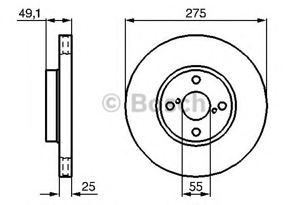 BOSCH - 0 986 479 245 - Гальмівний диск перед. Toyota Corolla 2.0D 02-