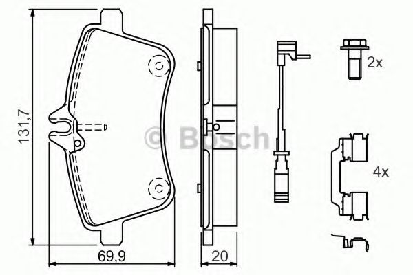 BOSCH - 0 986 494 085 - К-кт гальмівних накладок перед. DB klasa B (W245) B 200 05-