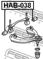 FEBEST - HAB-038 - С/блок верх. лів/прав. важеля перед. Honda Civic 1.3-1.6 87-97, Cr-V, Rd1, B20, 2.0, G+I, 97-