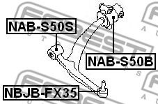 FEBEST - NAB-S50S - С/блок перед. переднього важеля Nissan/Infiniti FX35/45 S50 02-